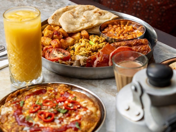 Indian style breakfast dishes.