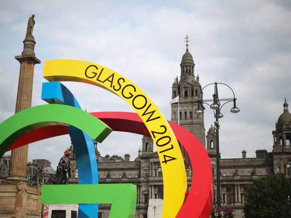Colourful Glasgow 2014 installation in George Square, Glasgow.