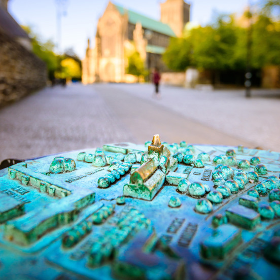 Miniature metal architecture of Glasgow Cathedral and surrounding area